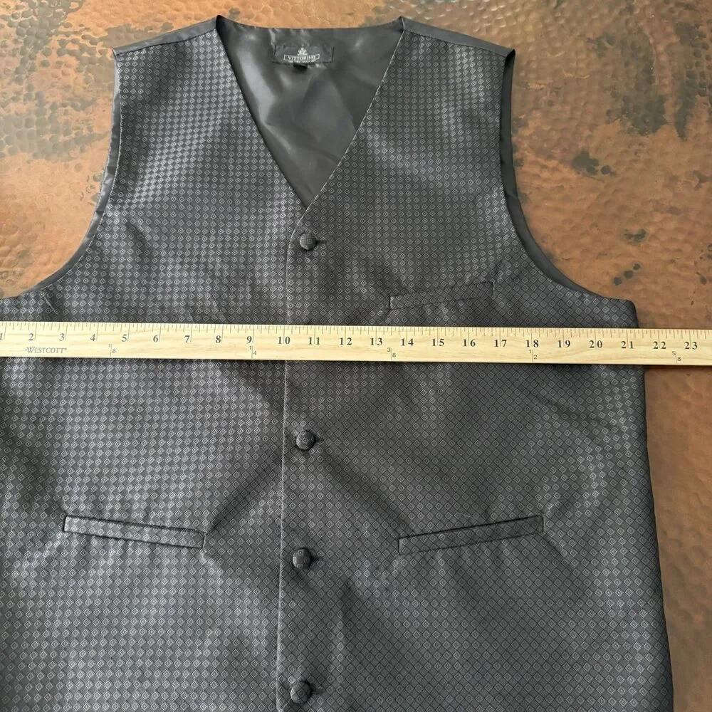 Vittorino Signature Collection Vest Mens M Gray Geometric Print 5 Button Formal